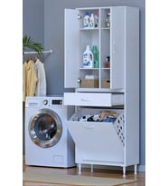 Eliusta Wall Beyaz Banyo Dolabı 60 cm Tek Göz Bölmeli Sepet 60x171x32,5 cm 4 Raflı Mutfak/Banyo Dolabı