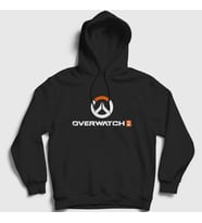 Presmono Unisex Beyaz Logo Oyun Overwatch Kapüşonlu Sweatshirt 360983tt (Siyah)
