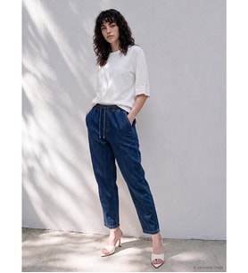 LCW Curve Lacivert Beli Lastikli Straight Fit Kadın Jean Pantolon