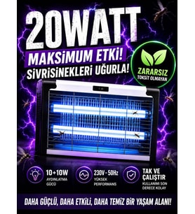 20W Çift UVA Işıklı Elektrikli Sivrisinek Kovucu Sinek Öldürücü Haşere Tuzak Cihazı