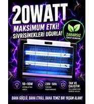 20W Çift UVA Işıklı Elektrikli Sivrisinek Kovucu Sinek Öldürücü Haşere Tuzak Cihazı