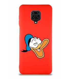 Xiaomi Redmi Note 9 Pro Soft Premier Kapak Donald Duck-E Tasarımlı Silikon Kılıf - Kırmızı (Şeffaf)
