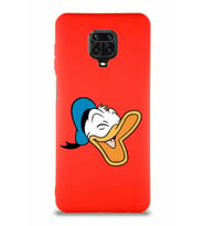 Xiaomi Redmi Note 9 Pro Soft Premier Kapak Donald Duck-E Tasarımlı Silikon Kılıf - Kırmızı (Şeffaf)