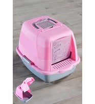 Kapalı Kedi Tuvaleti Kedi Figürlü Pembe