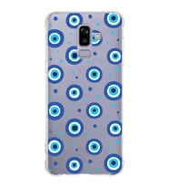 PrintiFy Samsung Galaxy J8 Uyumlu Nazar Boncuğu 1 Baskılı Şeffaf Köşe Korumalı Antişok Kılıf