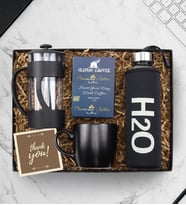 500 Ml Siyah Su Matarası & Alerya Premium Filtre Kahve & Siyah French Press & Siyah Kupa Hediye Seti