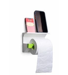 Raflı Duvara Monte Tuvalet Kağıdı Askılığı Telefon & Yedek Rulo Koyma Alanlı Modern Banyo Aparatı