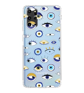PrintiFy Samsung Galaxy S20 Plus ile Uyumlu 1mm Slim Fit Nazar Boncuğu 2 Baskılı Şeffaf  Kılıf