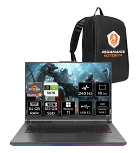 Asus Rog Strix G18 Ryzen 9 8940HX RTX 5070 8GB Gaming Laptop 64GB RAM 512GB SSD 18" QHD+ 240Hz Win11 Pro + Per4 Çanta G814PPS9002P412