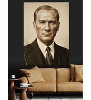 Mustafa Kemal Atatürk Portresi Dekoratif Kanvas - Mdf Ahşap Tablo