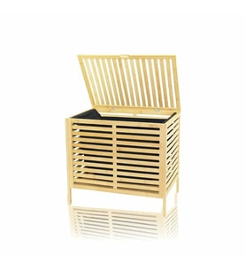 KALIN AHŞAP BAMBU KİRLİ ÇAMAŞIR SEPETİ SİYAH KUMAŞ ÇANTALI SEPET=50X38X55CM GO-53-vice 00931