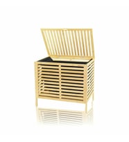KALIN AHŞAP BAMBU KİRLİ ÇAMAŞIR SEPETİ SİYAH KUMAŞ ÇANTALI SEPET=50X38X55CM GO-53-vice 00931