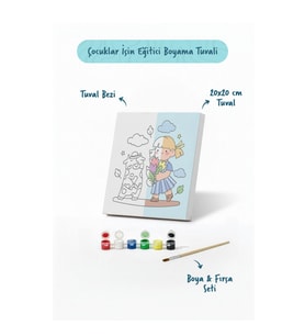 Çiçek Buketi Boyama Tuvali – Şövalesiz Boya Seti 20x20