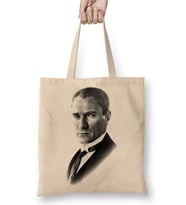 Mustafa Kemal Atatürk 02 Bez Çanta Uzun Saplı