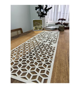 Eha Lazer Desenli Lazer Kesim Runner - Evinize Şıklık Katın (Beyaz)