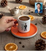 Kişiye Özel Karikatürlü Just Worked Hard Türk Kahvesi Fincanı Doğum Günü Hediyesi