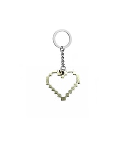 Pixel Kalp Heart Unisex Gümüş Renk Anahtarlık (Çok Renkli)
