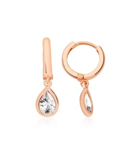 Bella Gloria Damla Taşlı Rose Gümüş Küpe (GP00216)