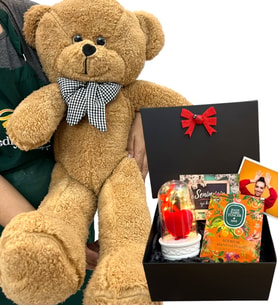 Sizlere Özel Fotoğraflı Hediye Paketi ve Büyük Boy Pembe Peluş Ayıcık - Premium Set (Model 2)