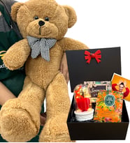Sizlere Özel Fotoğraflı Hediye Paketi ve Büyük Boy Pembe Peluş Ayıcık - Premium Set (Model 2)