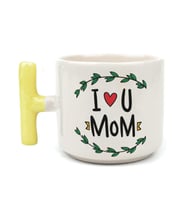 I Love You Mom Baskılı Sarı Kulplu T Kupa
