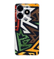 PrintiFy Tecno Spark 10 Pro Uyumlu Kamera Korumalı Soyut Grafiti Tasarımlı Şeffaf Silikon Kılıf