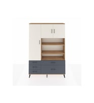 Arges Dolap 9 Raflı 5 Çekmeceli 3 Kapaklı 132x30x195 Çam-Aytaşı/Antrasit