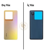 Infinix Note 30 Pro Gold Uyumlu Arka Kapak Arka Cam Batarya Pil Kapağı Lazer Kesim Back Cover
