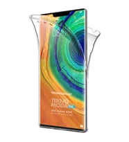 Huawei Mate 30 Pro 360 Derece Kılıf Silikon Şeffaf Ön Arka