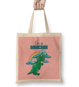 Dinosaur Retro Pixel I'm A Dinocorn Bez Çanta Uzun Saplı