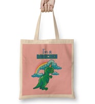 Dinosaur Retro Pixel I'm A Dinocorn Bez Çanta Uzun Saplı