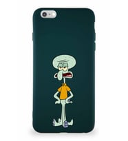 Apple iPhone 6S Plus Soft Premier Kapak Squidward Dokunaç Tasarımlı Silikon Kılıf - Yeşil (Şeffaf)