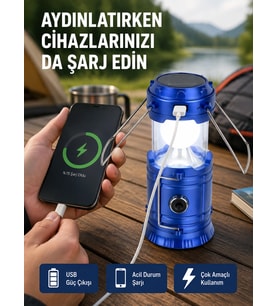 Güneş Enerjili Katlanabilir Kamp Feneri – Usb Şarjlı, Hafif Çok Fonksiyonlu