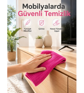 Çok Amaçlı Pembe Mikrofiber Bez Çizmeden Etkili Yüzey Temizliği