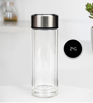 Derece Göstergeli Çift Cidarlı 300ml Cam Matara