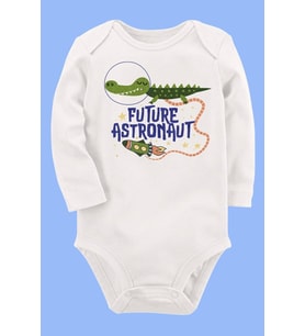 Organik Baskılı Pamuklu Unisex Bebek Body UZUNE161