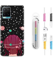 Vivo Y11S Y21S Y20 Y20S Y70 Kılıf Kablo Koruma Spiral Silikon Space Woman 1311