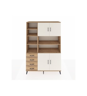 Hyperion Dolap 9 Raflı 4 Çekmeceli 4 Kapaklı 132x44x195 Çam-Aytaşı/Çam