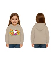 Unisex hello kity  Baskılı Çocuk Swaetshirt  Baskılı Kapüşonlu 3 İplik Şardonlu (Taş)