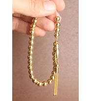 Tesbih Erkek Yuvarlak Gold 925 Ayar Gümüş Tesbih