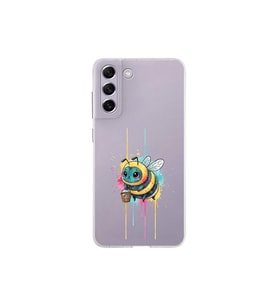 Samsung Galaxy S21 FE ile uyumlu Splash arı tasarımlı şeffaf silikon kılıf