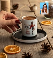 Kişiye Özel Karikatürlü Mama Cool Anneye Hediye Türk Kahvesi Fincanı Anneler Günü Hediyesi