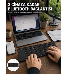 Katlanır Bluetooth Klavye Telefon Tablet Laptop Uyumlu Kablosuz Klavye