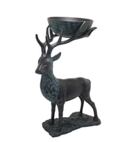 Metal Geyikli Kase 55 Cm Dekoratif Hediyelik (Siyah)