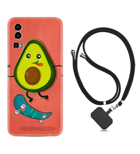 General Mobile Gm 23 Kılıf Silikon Boyun Askılı İpli Desenli Silikon Avokado Skate 1741