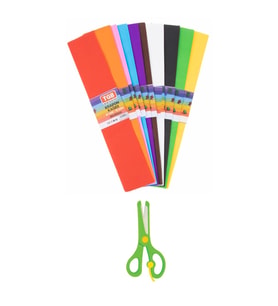 TGB Krapon Kağıdı 10lu Karışık Renk 50 x 150 cm Korumalı Yaylı Okul Makası Okul Kırtasiye Seti