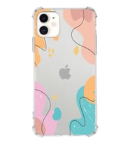 Apple iPhone 11 Uyumlu Köşe Korumalı Antişok  Kapak Karışık Renkler Tasarımlı Şeffaf  Kılıf
