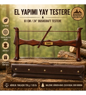 Bushcraft El Yapımı Ormancı Testeresi Deri Çantalı