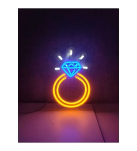 Mavi Yüzük Tektaş Neon LED Tabela ile Şıklığa Işık Katın (Krem)