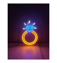 Mavi Yüzük Tektaş Neon LED Tabela ile Şıklığa Işık Katın (Krem)